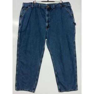 Carhartt Jeans Mens Measures 46X32 Blue Carpenter Dark Wash Straight Workwear